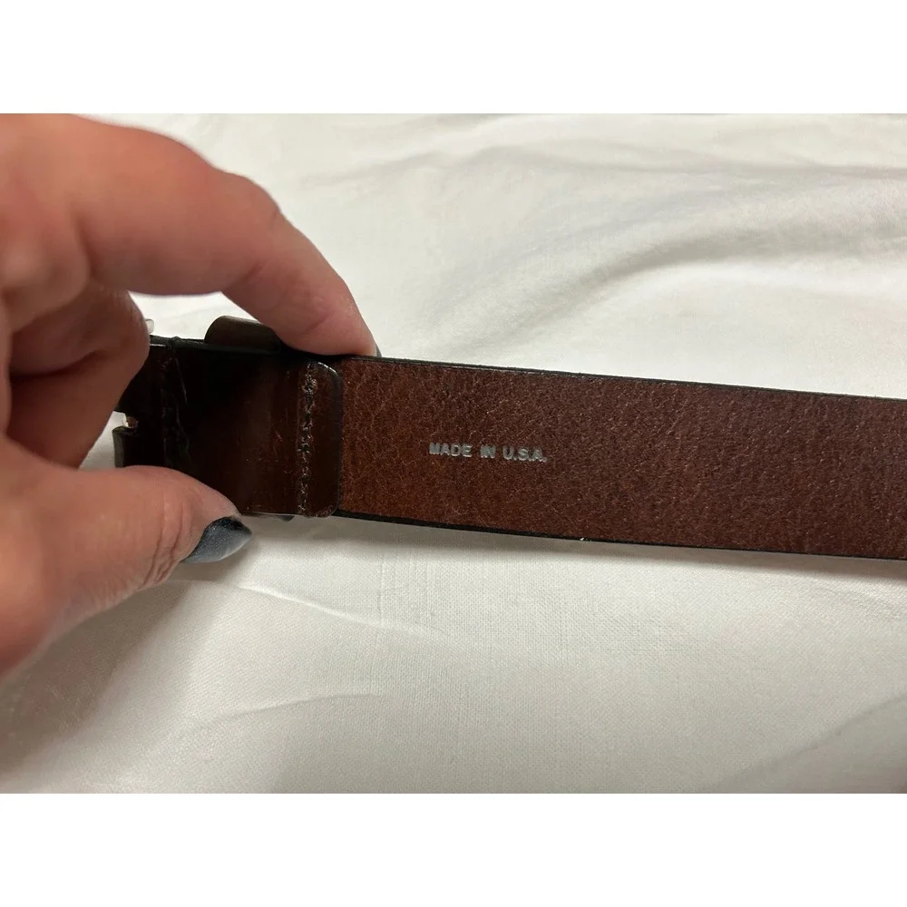Johnston & Murphy Mens Brown Leather Dress Belt 32 Made in USA